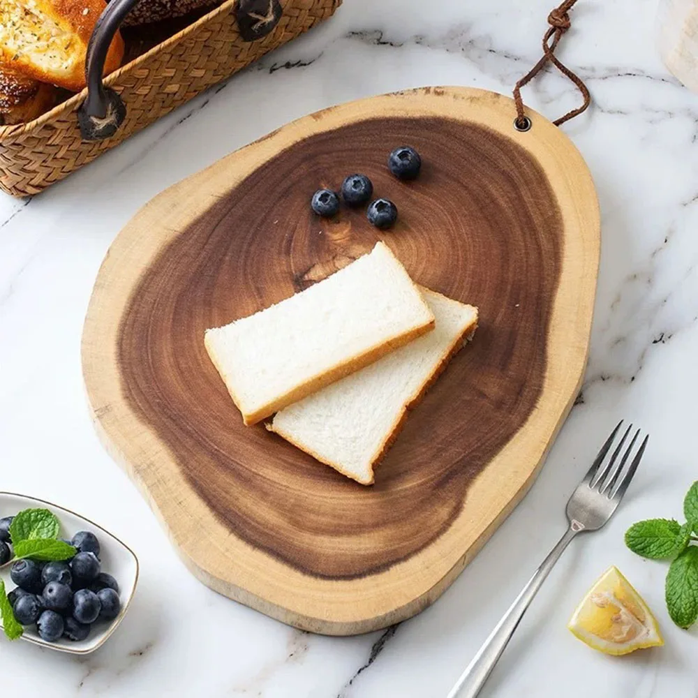 Irregular Double Kitchen Creativity Retro Solid Wood Bread Dessert Fruit Steak Meat Tray Chopping Cutting Board