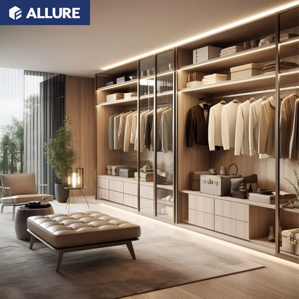 Allure Bedroom Modern Closet Smart Bedroom Household Wooden Walk in Closet Wooden Designs Wardrobe