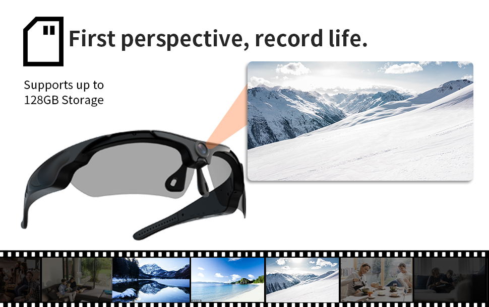 1080P HD Sports  Glasses - Portable Wearable Glasses Camera with Video Recording for Motorcycle Riding & Outdoor Activities