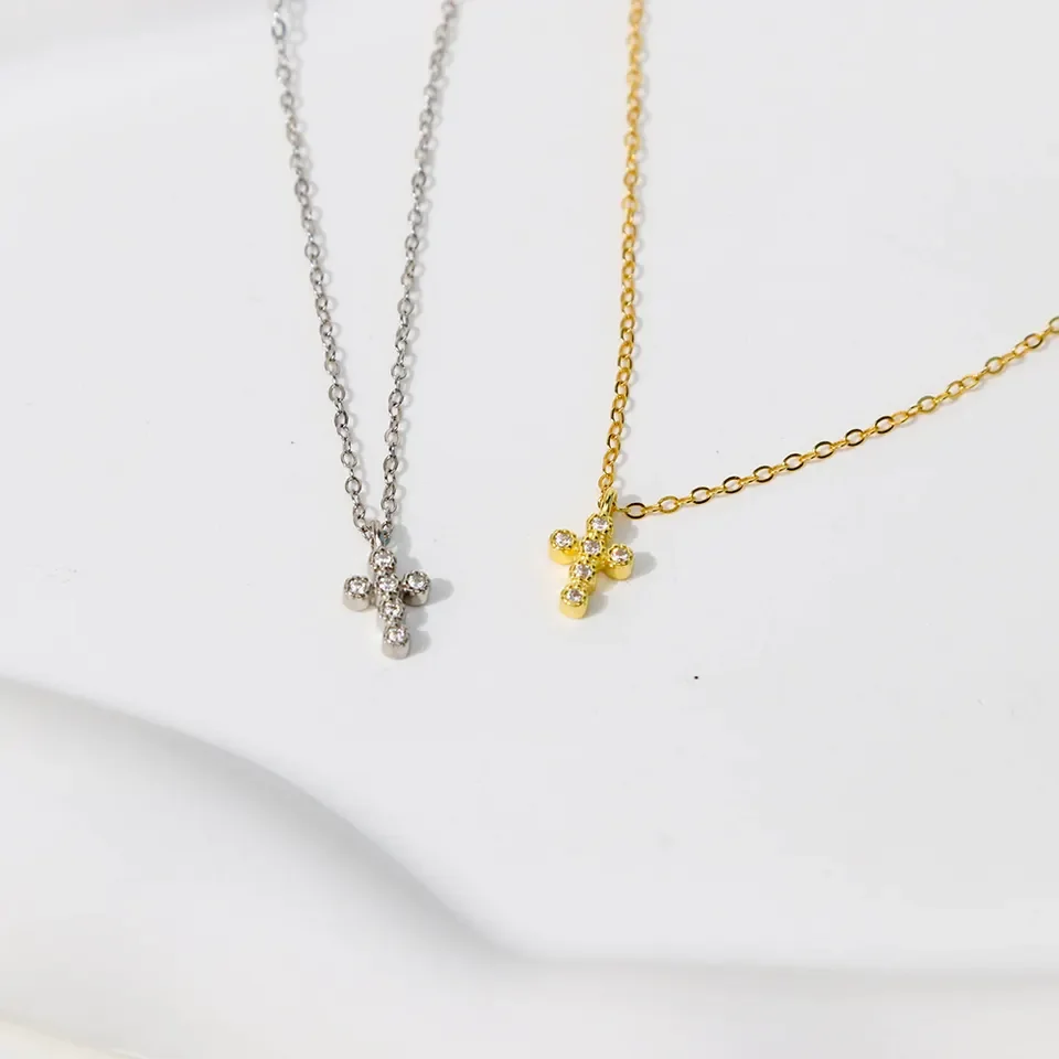 Chris April Sterling Silver 925 Necklace Cross 18k Gold Plated 925 ...
