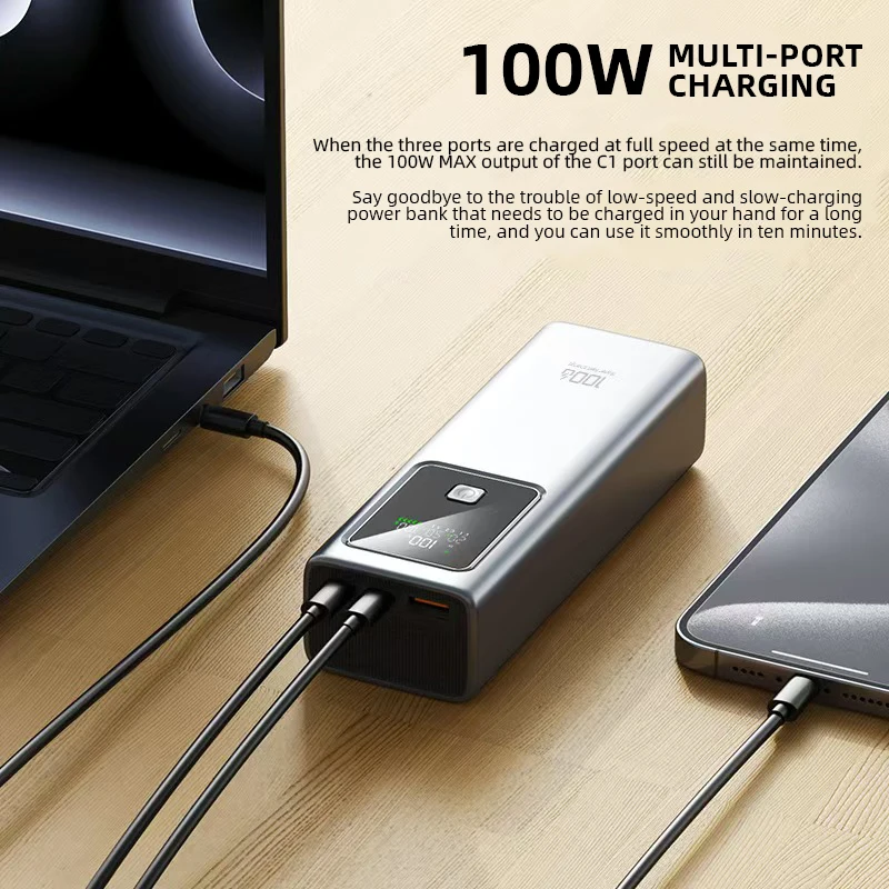 Chargeur Portable 100w PD banque d'alimentation pour ordinateur portable pour Macbook deux USB-C sortie 20000mah charge rapide Powerbank pour ordinateur portable