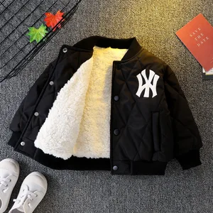 Customized Boys Winter Thickened Baseball Jacket Children Cotton Coat With Long Length Warm Feature Clothes for Kids