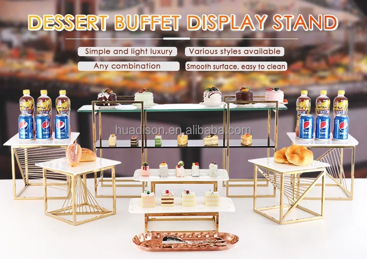 Huadison Gold Wedding Cake Stand Set - Durable & Customizable