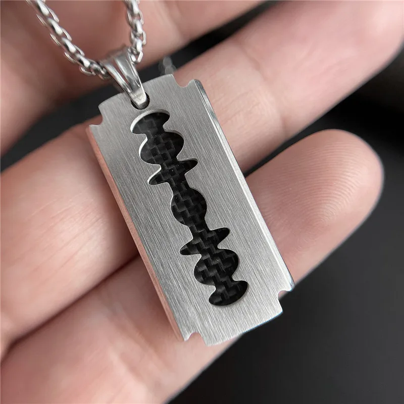 Source hip top pendant razor blade meaning stainless steel men