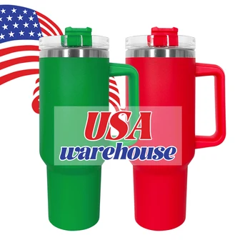 USA warehouse Christmas 40OZ Travel Tumbler stainless steel insulated vacuum keep hot and cold gift Mug with handle 12pcs/case