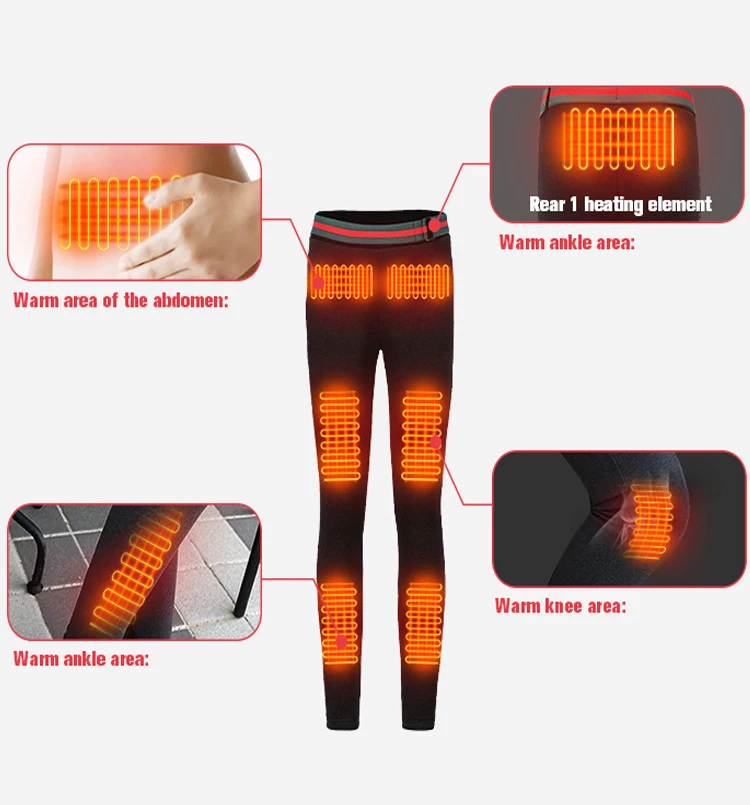 Heated Pants For Men Women Usb Electric Heating Pants Winter Black
