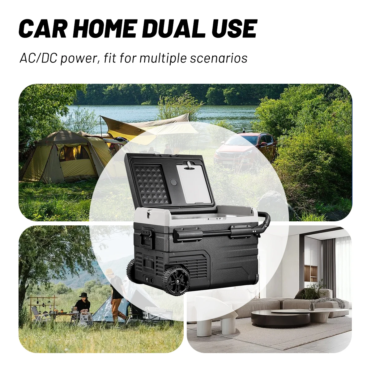 TSW100 Large 100L DC Compressor Portable 12v Camping Car Fridge Freezer Electronic Control Wheels and Handle Car Refrigerator