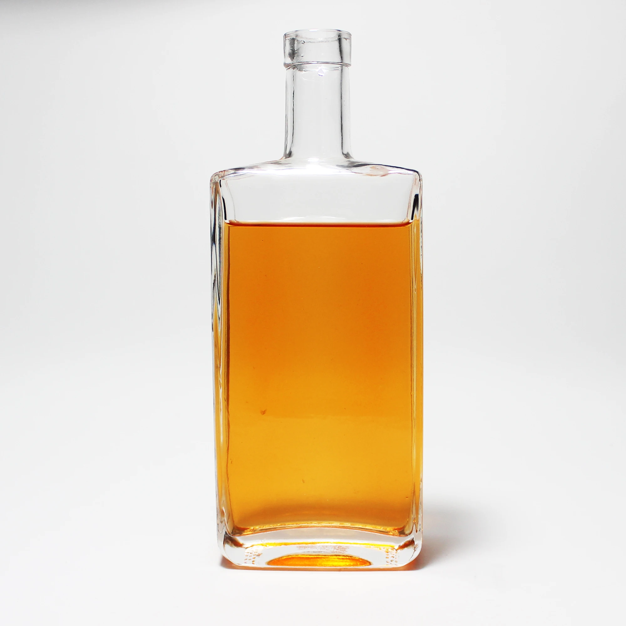 Factory Sales square Shape Whisky Glass Bottle Brandy Liquor square Bottles  with Cork