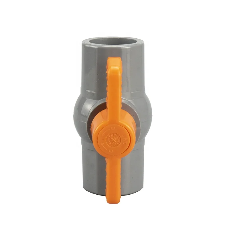 UPVC OCTAGONAL BALL VALVE  WITH GREY BODY ORANGE BUTTERFLY HANDLE WATER VALVE