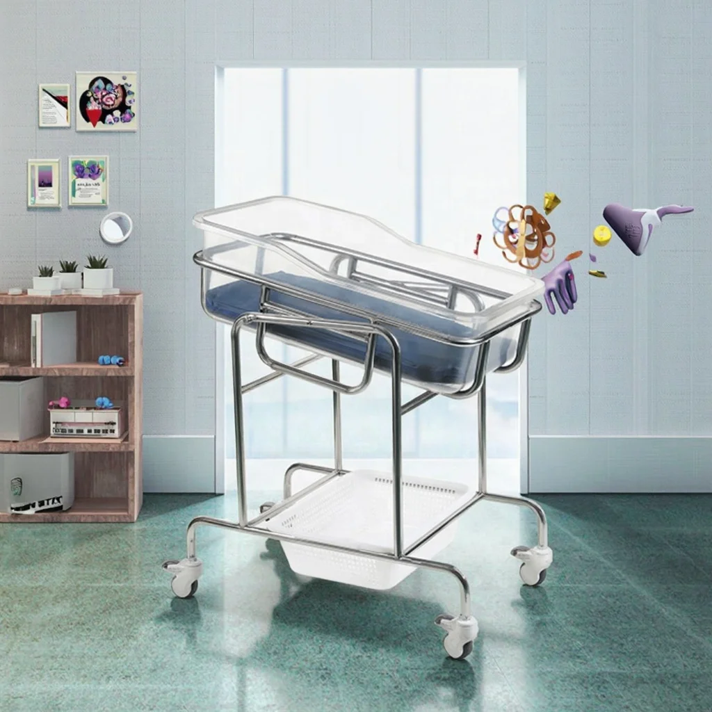 Premium Infant Medical Hospital Bed with Stainless Steel Frame Infusion Ready Foldable Modern Design for NICUs 4