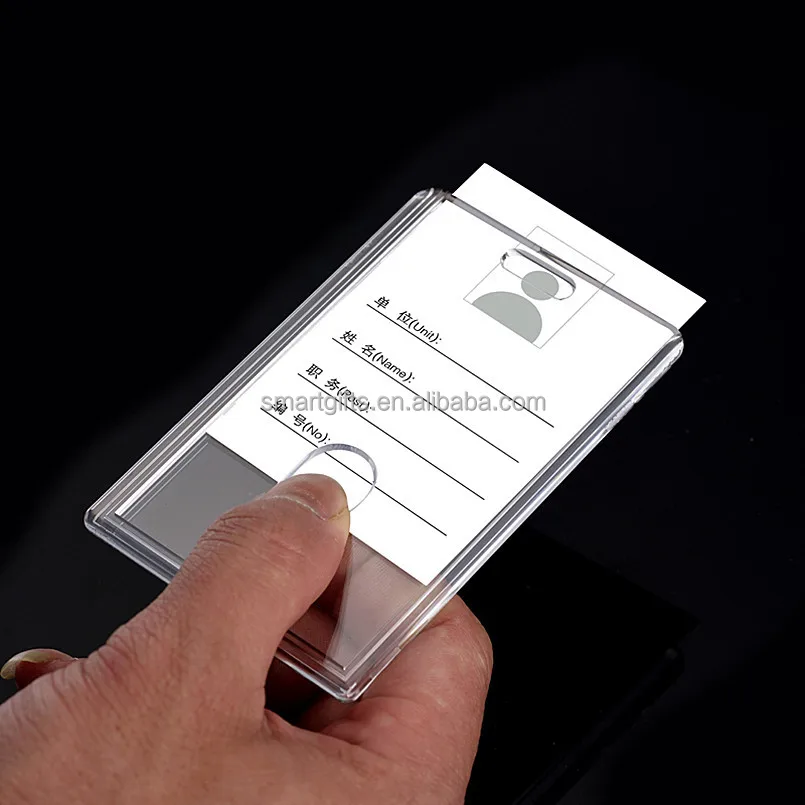 Hard Plastic Acrylic Id Card Holder With Retractable Badge Buy