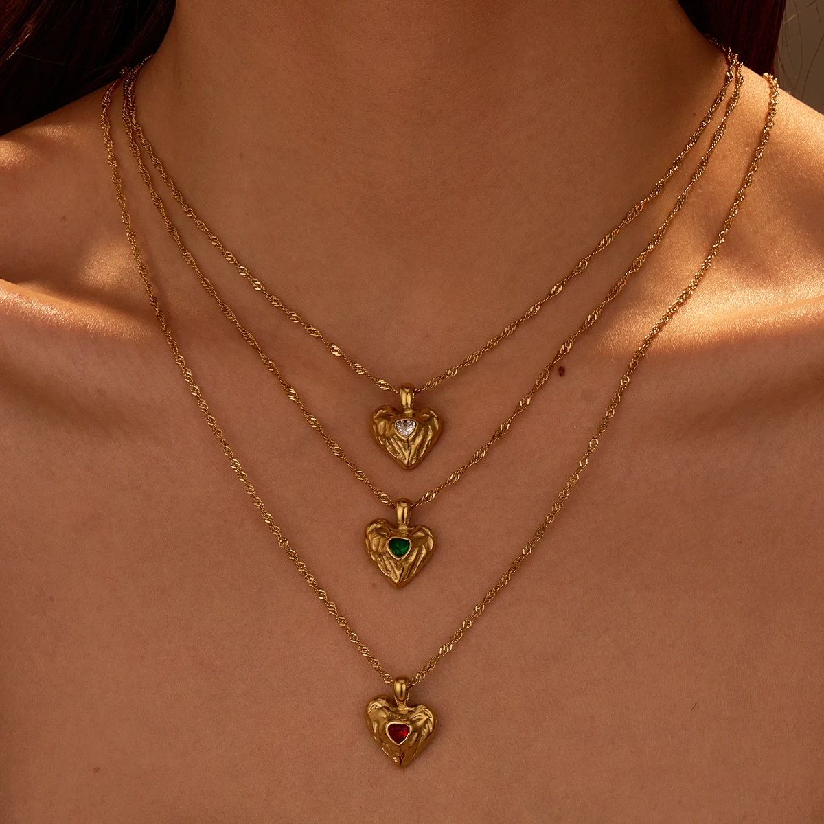 KITI Romantic 18K Gold Heart Necklace with Zirconia