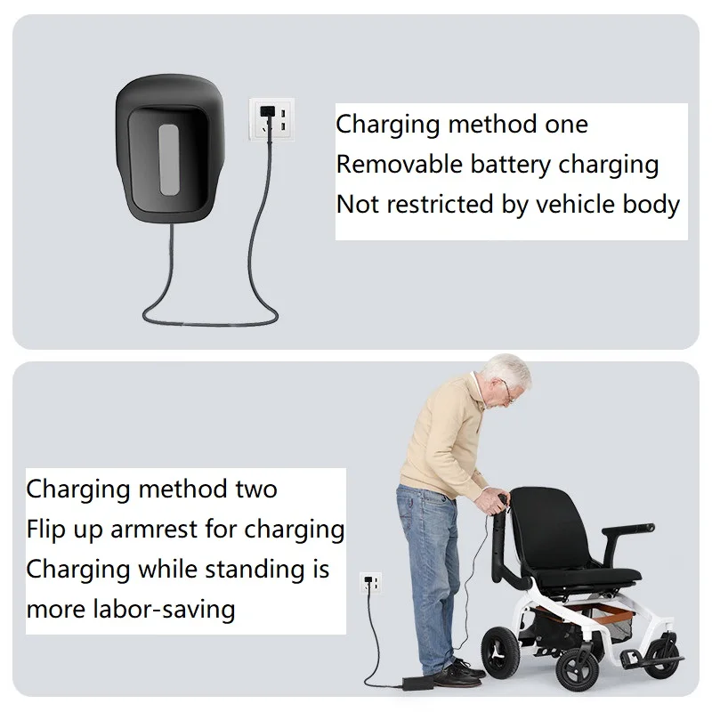 Folding lightweight electric wheelchair with electromagnetic brake new design armrest with the touchable light for elder-Beiz-04 details