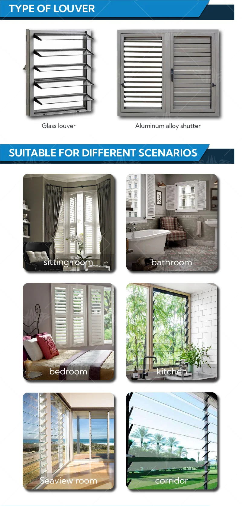 Outdoor Louvers Aluminum Frame Window Design Manufacturers Black