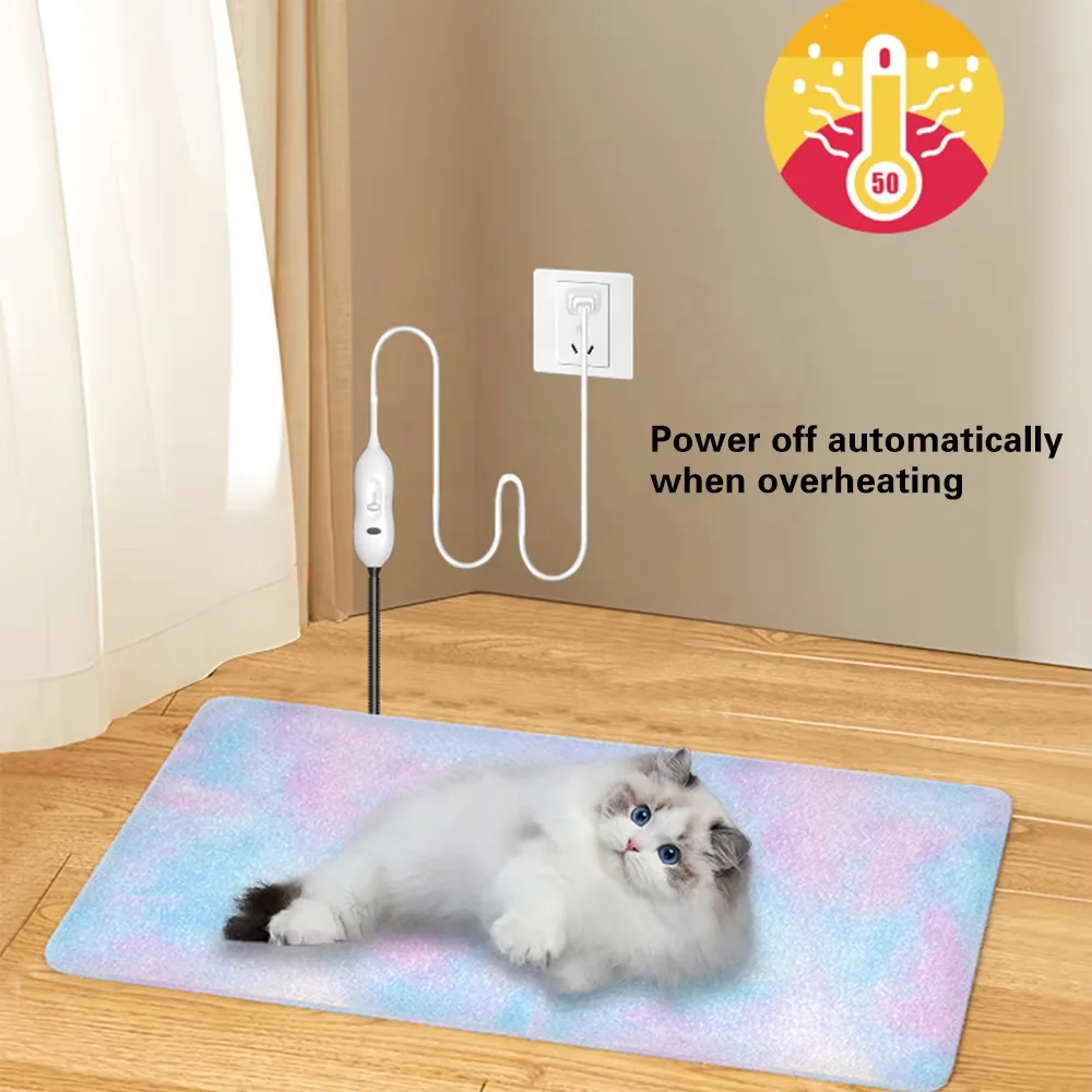 サーマルペット用ヒーターパッド 猫用 定温電気毛布 防水・噛みつき防止 電気犬用マット 3