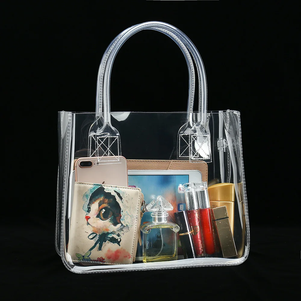 Source Lady Fashion Large Lock Platinum Handbag Transparent PVC