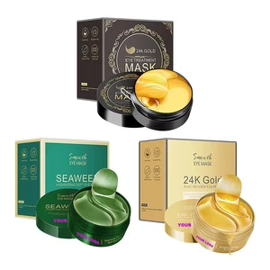 Luxury Anti-Aging Eye Mask with Collagen 24K Gold Foil Green Tea & Centella for Deep Hydration & Firming Delicate Under-Eye Area