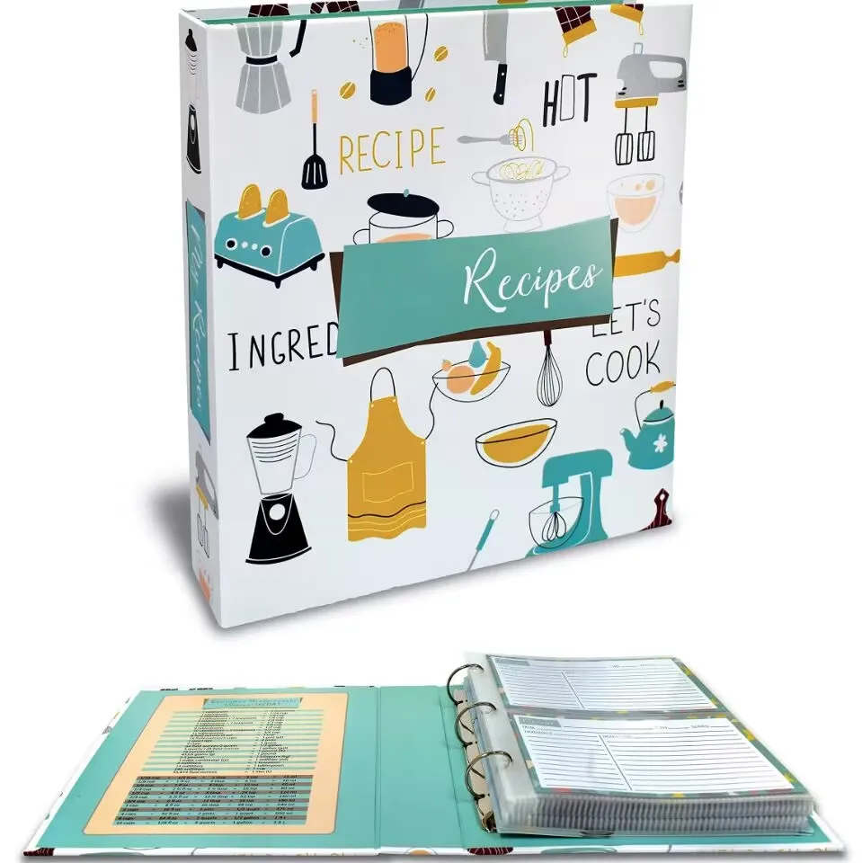 Custom Printing Cover Recipe Binder with Dividers and Labels Recipe Book  Binder for Recipe Cards