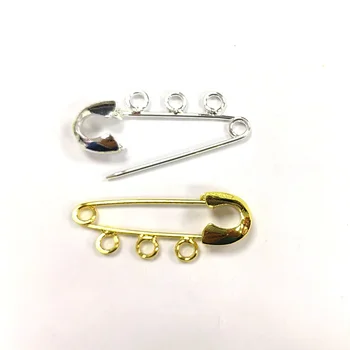 4 cm Plain Gold Silver Baby Safety Pins Small AYATUL KURSI Mashallah 3 Loops for DIY Weddings Children's Jewelry Mainly Alloy