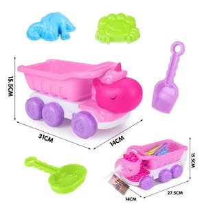 EPT Wholesale Kids Summer Outdoor Game Sand Playing Plastic Cartoon Sliding Unicorn Dump Car Beach Toys Trucks