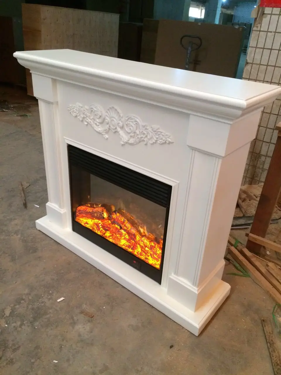 Model 8093 Modern LED Electric Fireplace Free Standing with Built-In Insert for Indoor Outdoor Use Wood-Styled Heater AU Plug