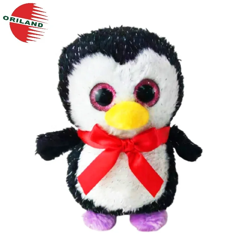 Cute Penguin Plush Toy with Scarf Glitter Big Eyes Stuffed Animal Soft Toy Doll