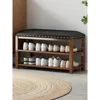 Taburete cambiador de zapatos de cuero marrón - 80*30*40