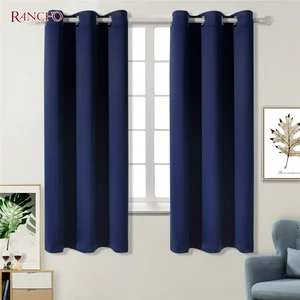Deep Blue  High Density 100%  Blackout Curtain Fabric Living Room Curtains Luxury Blackout Window