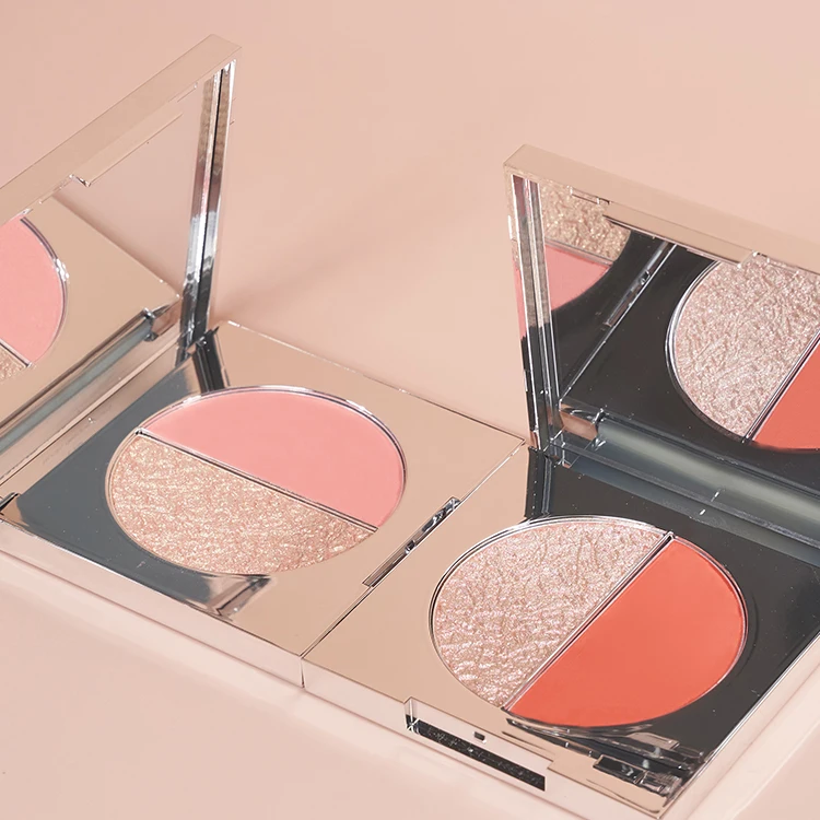 Золотая упаковка 2 в 1 Мерцающие Румяна хайлайтер фирменная торговая марка контурные для лица
