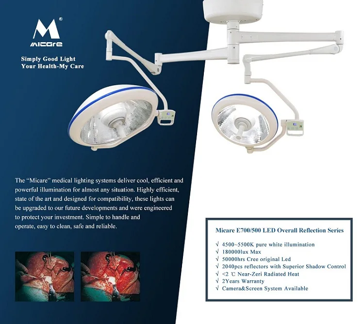 MICARE E700/500 Overall Double Dome LED Ceiling  Surgical Light LED Operating Light LED OT Light supplier