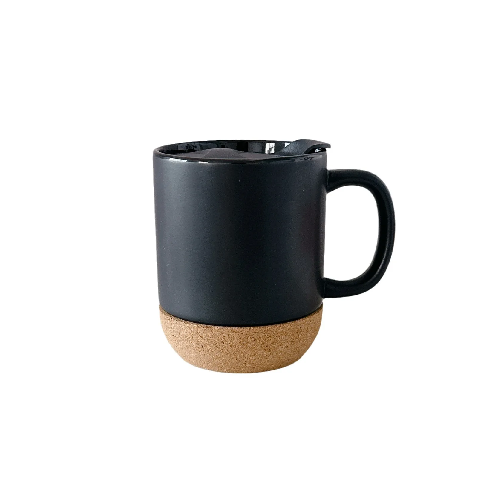 12oz Matte Black Ceramic Mug with Wooden Cork Bottom Sublimation Cork Base  for Water Tea Travel or Gift Customizable Print