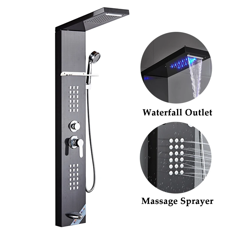 Black Shower Column Set Bathroom Massage Shower Wall Panel Column Tower Buy Black Shower 