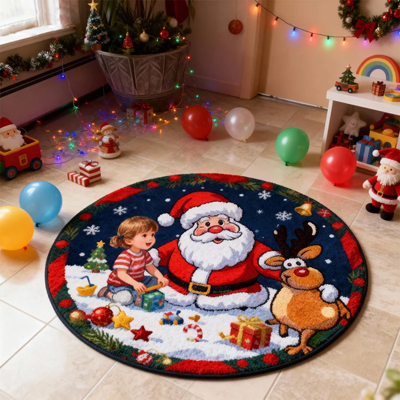 Entry Door Mat Custom Polyester Machine Made Modern Christmas Rug Printed Latex Carpet Living Room Door Mats for Home