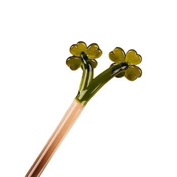 Customized Four-leaf clover glass stirring stick stirring rod for drinking