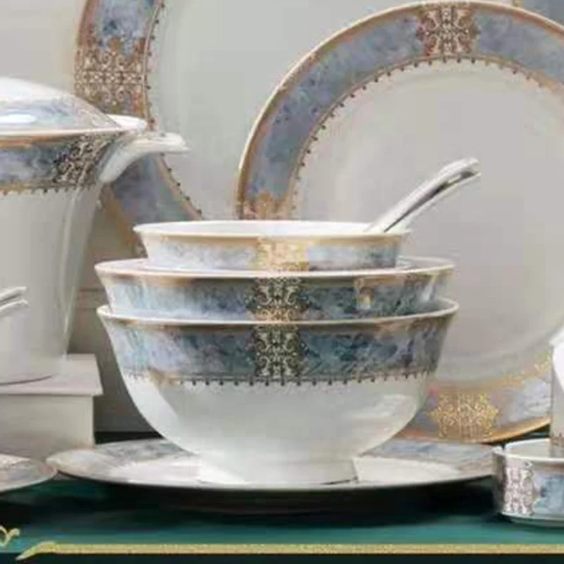Eco-Friendly Vintage Bone China Dinnerware Set 52-Piece Business