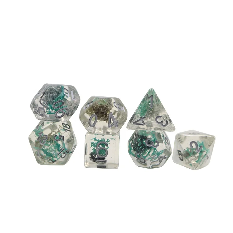 Conjunto de Dados Poliédricos em Resina com Logotipo Personalizado para Jogos D&D Venda Atacadista OEM