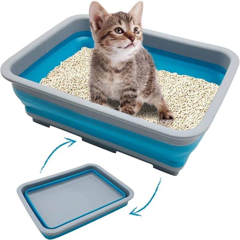 Custom Model Essential Open Top Cat Litter Tray Includes Plastic Box & Accessories For Feline