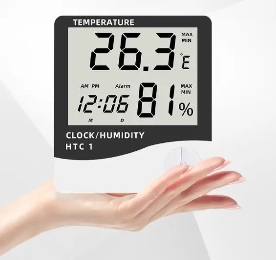 Indoor Digital Temperature Humidity Meter Clock Htc1 For Home Weather