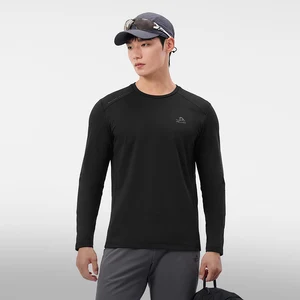 Men's Casual Outdoor T-Shirt Long Sleeves 24 New Polygiene Antibacterial Velvet Warm Hiking Bottom Sportswear Blank