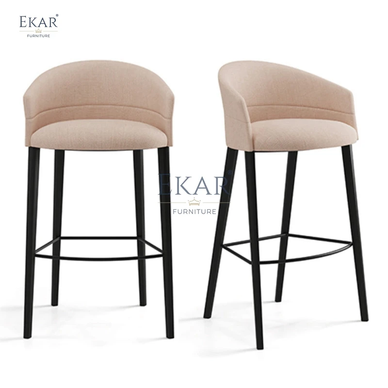 Modern Sleek Bar Stool Durable Metal and Natural Fabric or Leather for Kitchen Dining Hotel or School Use factory