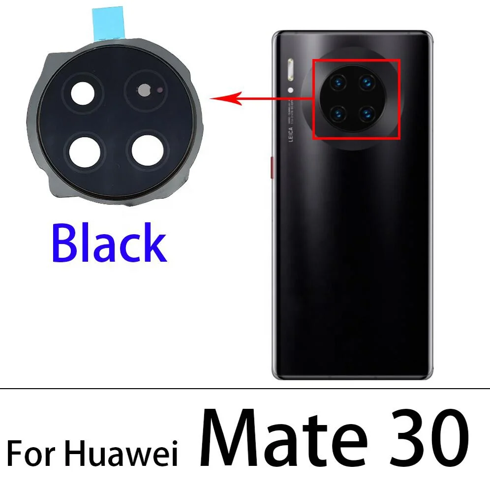 Vitre De Caméra Arrière Pour Huawei Mate 9, 10, 20, 30, 40 Et Modèles Lite/Pro - Protection Lentille Noire - Neuf