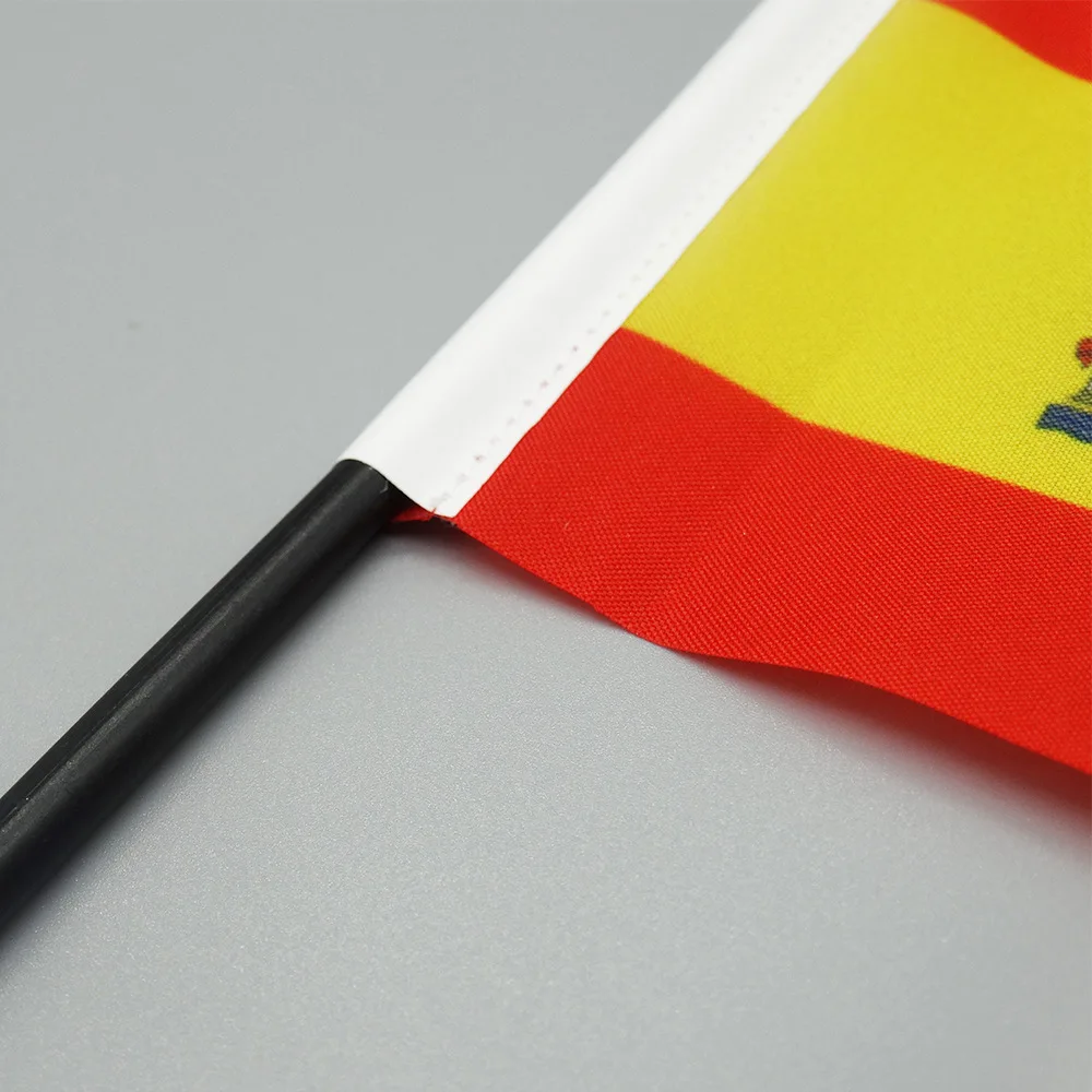 All Country Flags and Names Images Office Business Desk Decoration Polyester Spanish Table Flags With Plastic Base and Flag Pole