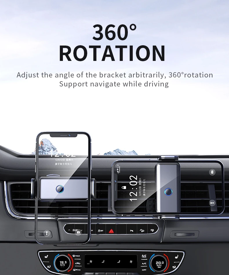 Air Vent Car Mobile Phone Mount Electric Mobile Phone Holder Dashboard Car Phone Holder