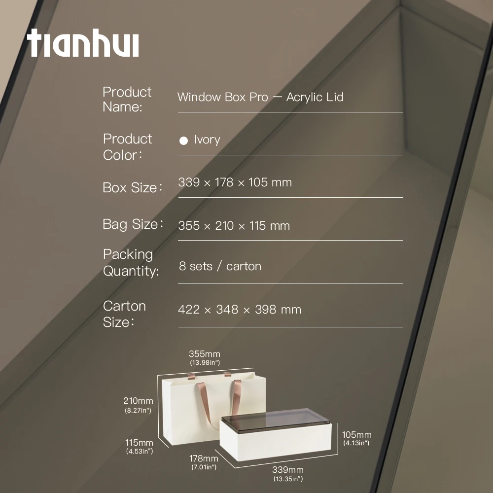 Tianhui Коробка с окном Pro с акриловой крышкой, упаковка премиум-класса из бумаги