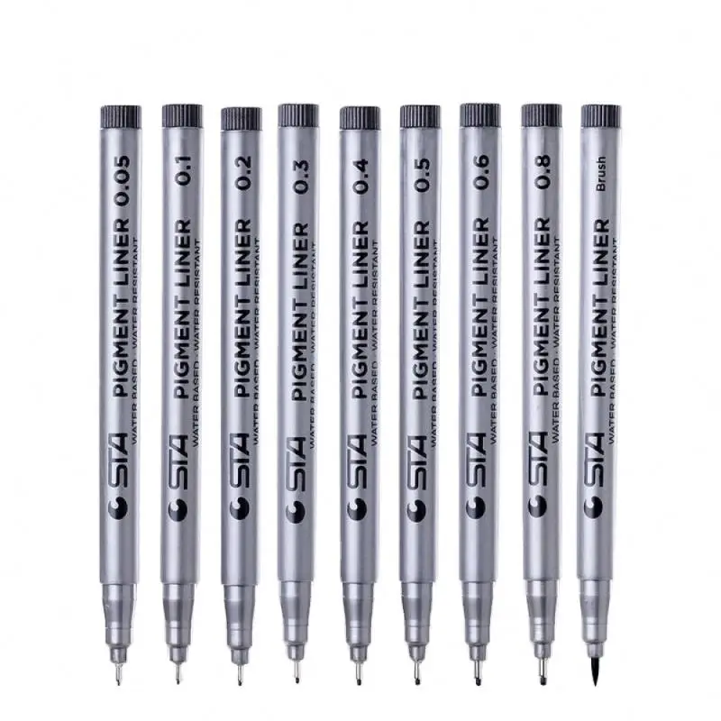 Boren Dankzegging Monografie Sta Pigment Liner Ink Marker Pen Brush Tip Black Fineliner Sketching  Markers Brush Pens 0.05 0.1 0.2 0.3 0.4 0.5 0.6 0.8 Set - Buy Ink Marker, Fineliner Sketching Pen,Markers Brush Pens Product on Alibaba.com