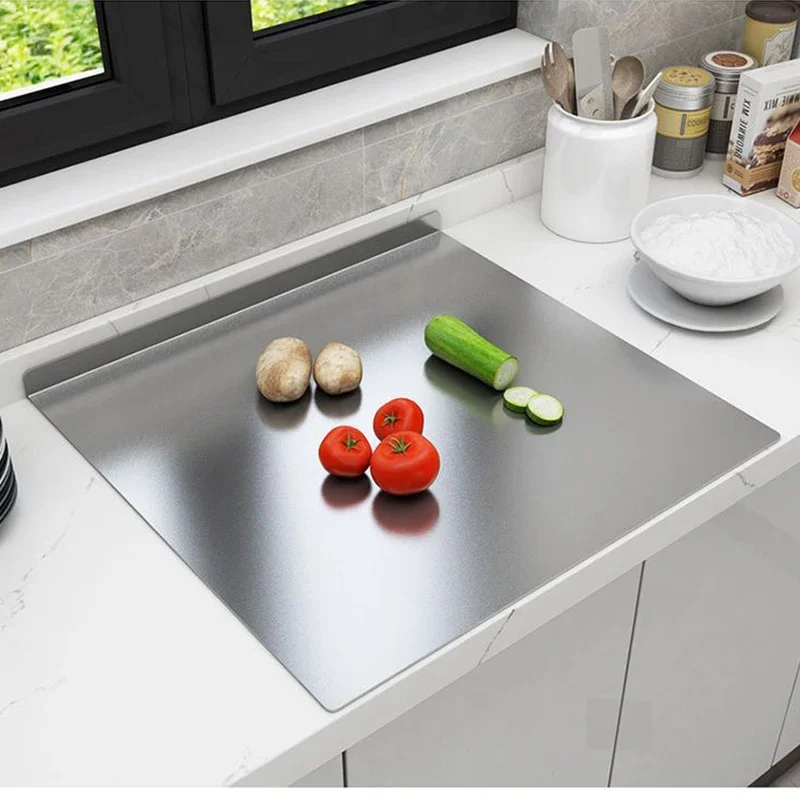 40x30 cm Double-Sided Rectangle Stainless Steel Chopping Block Household Rolling Kneading Panel Fruit Cutting Board