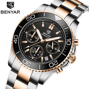 Custom logo Men's Multi-function Chronograph Wristwatch Japanese Movement Chronograph Stainless Steel Quartz Watch