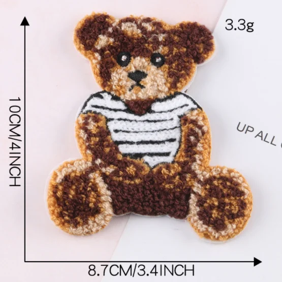 Cheap Sew on Embroidery Labels Personalized Design Teddy Bear Chenille Patches for Kids Garments Embroidered Patch Custom
