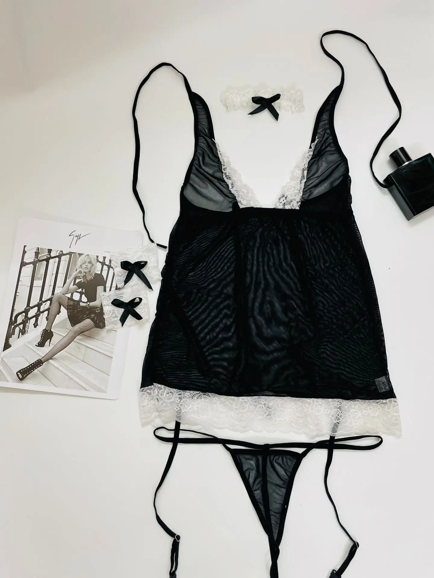 black undergarment for sheer dress Sexy Black Sheer Split Thigh Club Dress – AMIClubwear main image 0