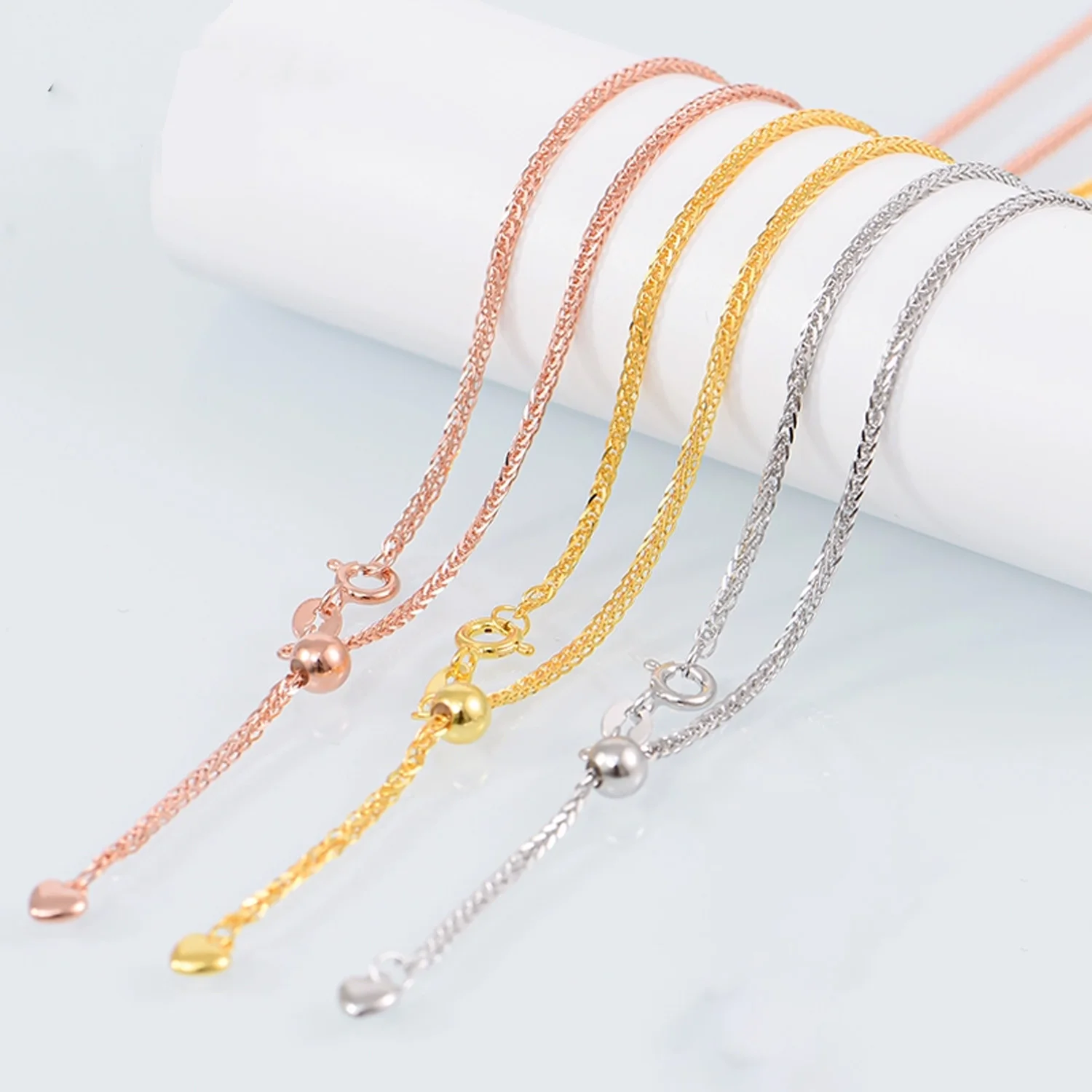 Italian 925 Sterling Silver 2MM Cuban Link Necklace with Heart Extension  Chain 18K Gold Gift for Pearl Occasions